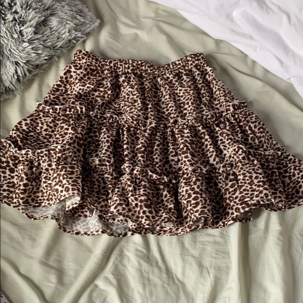 shein leopard ruffle skirt